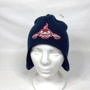 Simms Fishing Blue Knit Fleece-Lined w/Ear Flaps Beanie Cap Hat Boys Youth OS